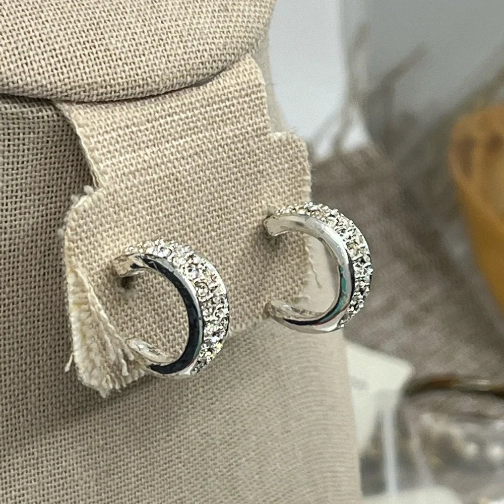 Vintage QVC Necklace & Earring Set – Silver-Tone with Crystal / CZ Accents